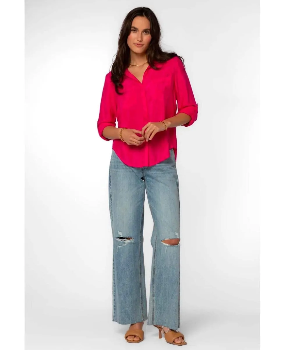 Riley Frayed Hem Shirt Pink