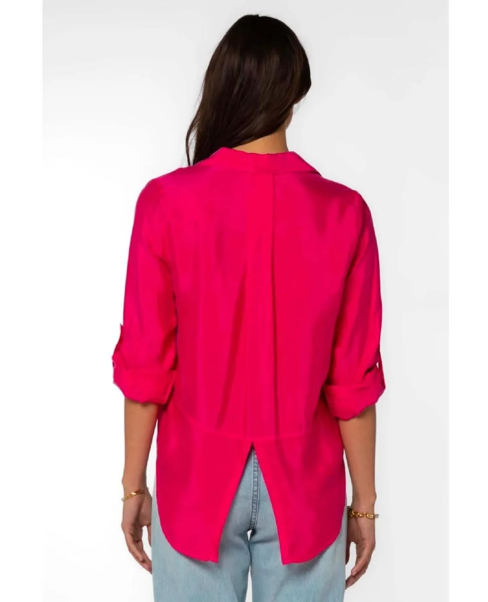 Riley Frayed Hem Shirt Pink