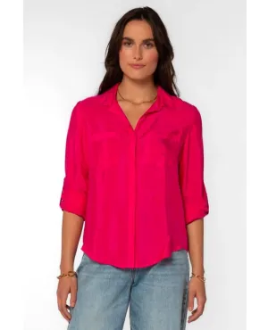 Riley Frayed Hem Shirt Pink