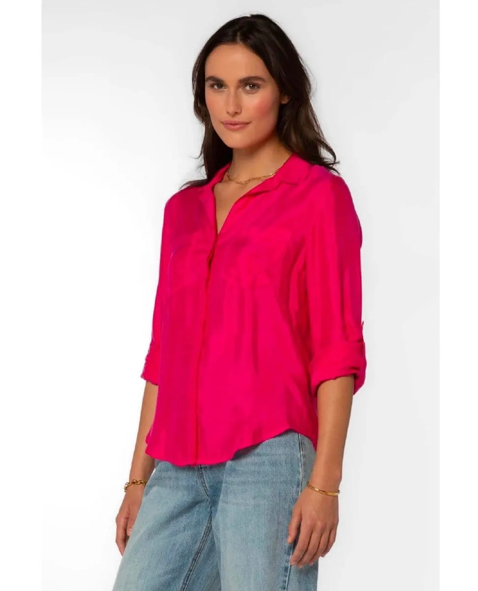 Riley Frayed Hem Shirt Pink
