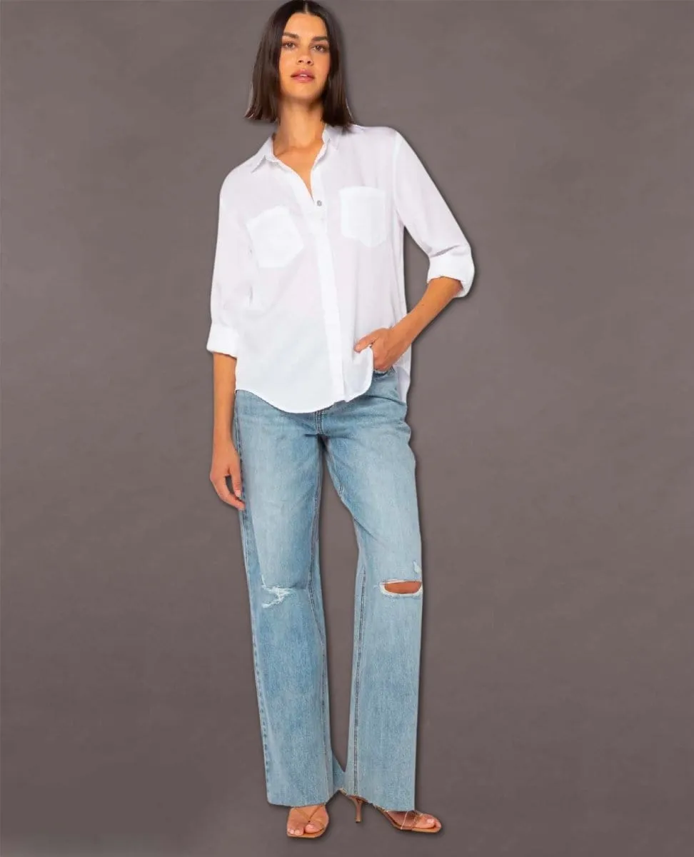 Riley White Clean Hem Shirt White