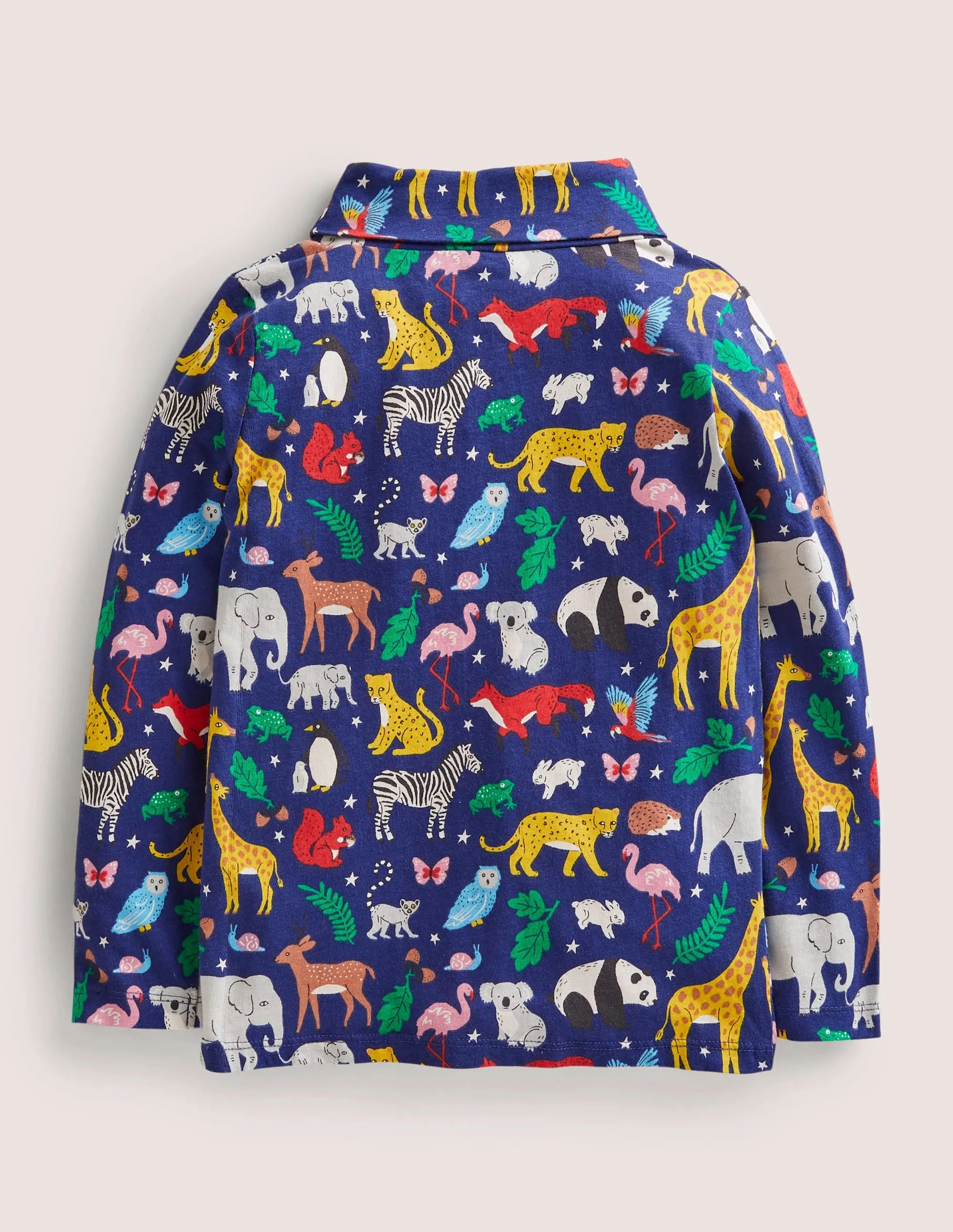 Roll Neck Supersoft T-shirt-Starboard Blue Global Animals
