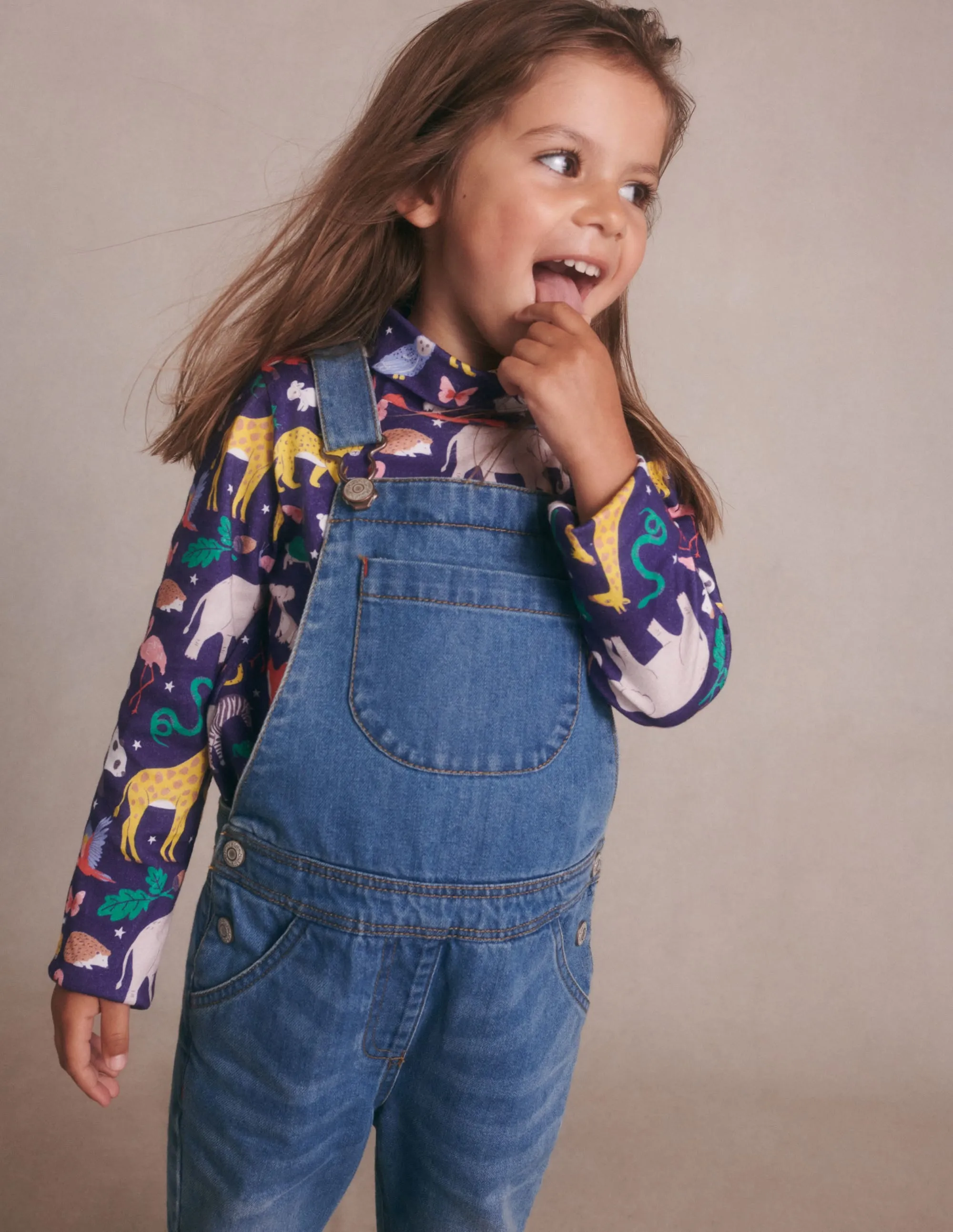 Roll Neck Supersoft T-shirt-Starboard Blue Global Animals