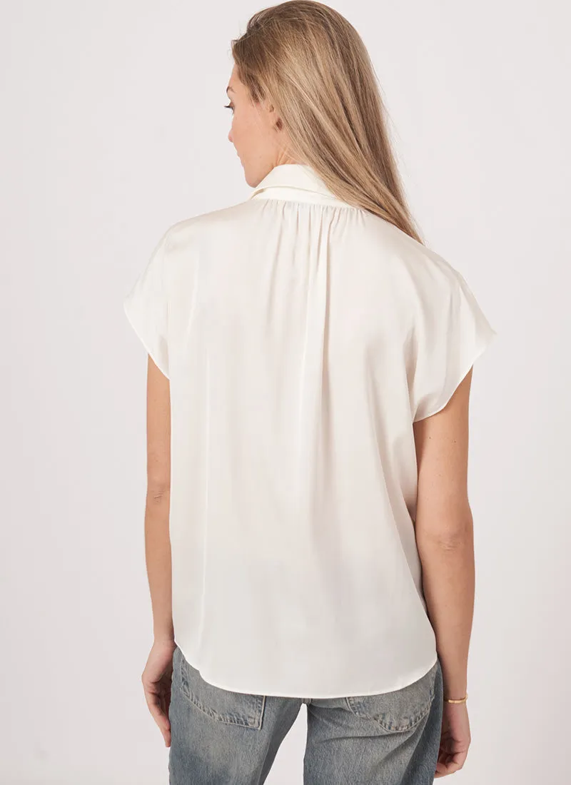 Short-Sleeve Silk Blouse