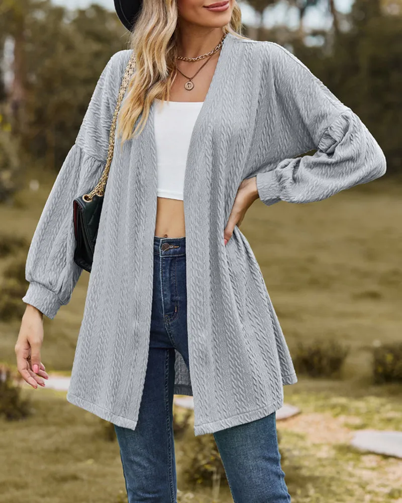 Solid Knit Soft Long Sleeve Open Front Lightweight Knit Cardigans