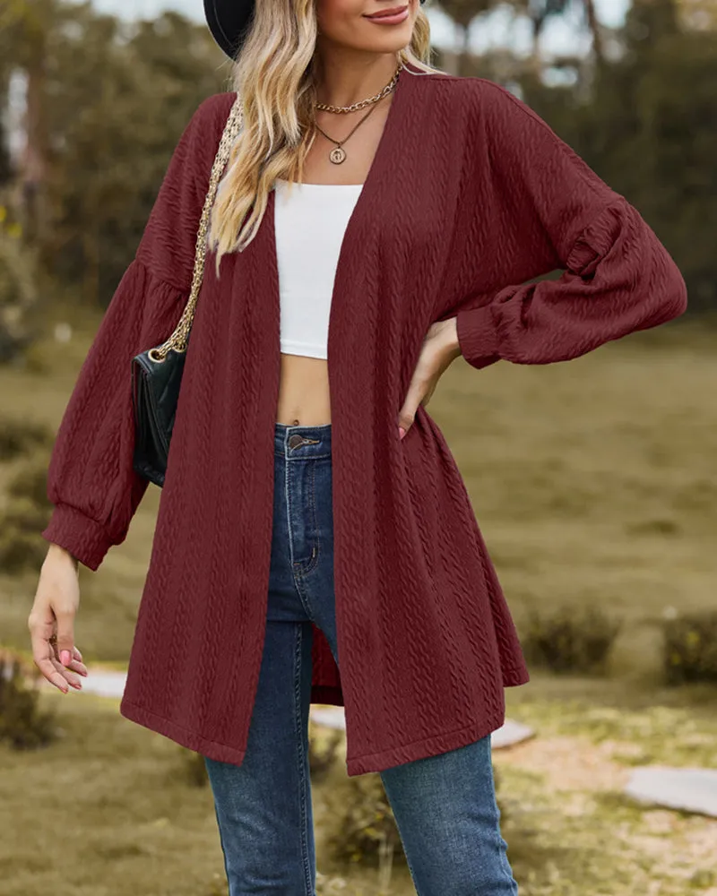 Solid Knit Soft Long Sleeve Open Front Lightweight Knit Cardigans