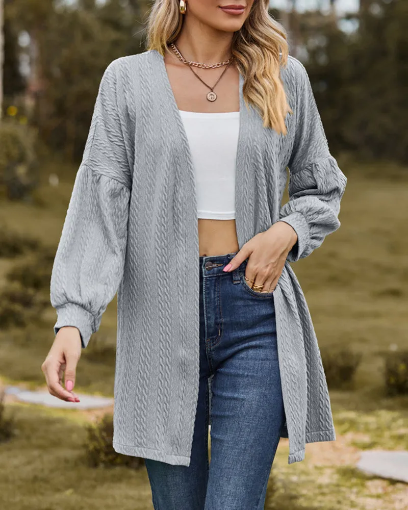 Solid Knit Soft Long Sleeve Open Front Lightweight Knit Cardigans