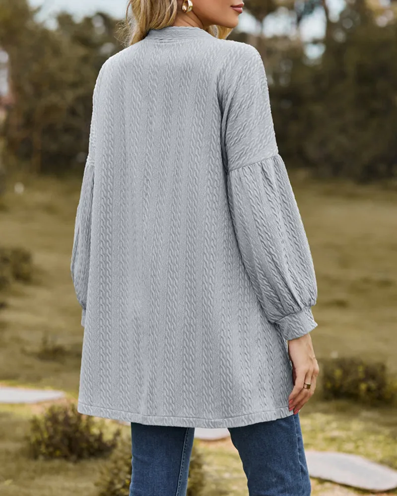 Solid Knit Soft Long Sleeve Open Front Lightweight Knit Cardigans