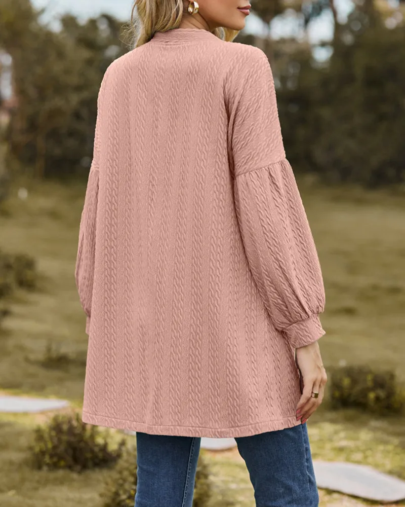 Solid Knit Soft Long Sleeve Open Front Lightweight Knit Cardigans