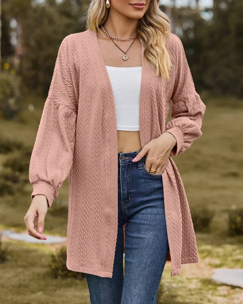 Solid Knit Soft Long Sleeve Open Front Lightweight Knit Cardigans
