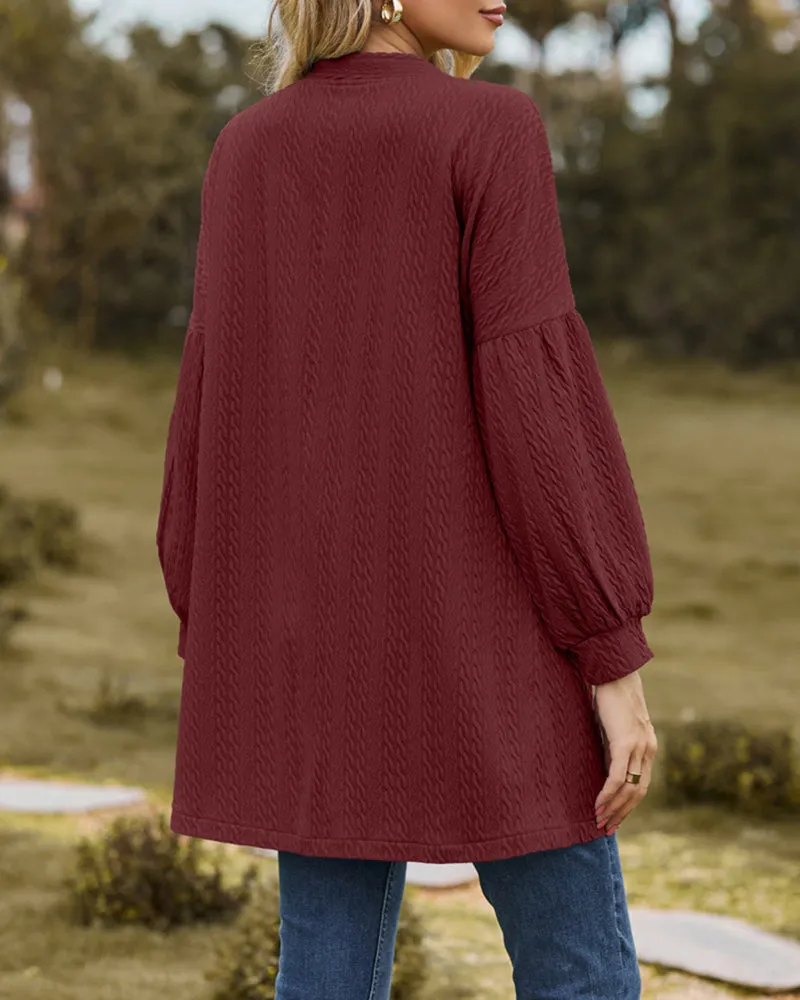 Solid Knit Soft Long Sleeve Open Front Lightweight Knit Cardigans