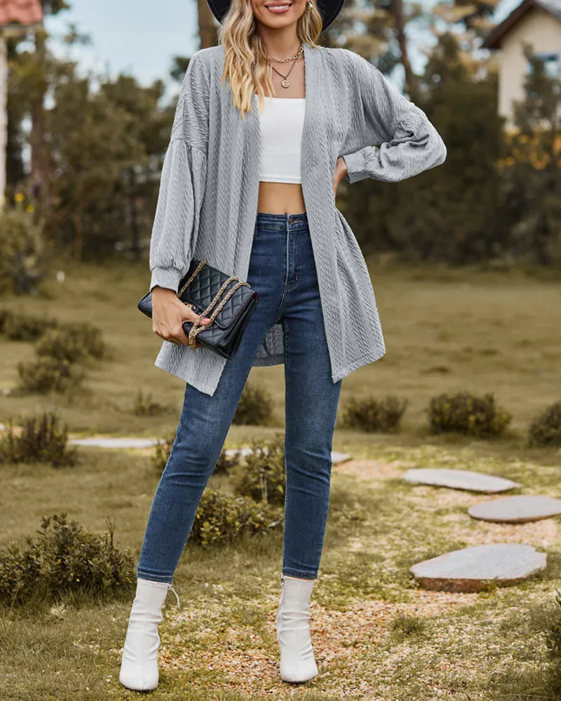 Solid Knit Soft Long Sleeve Open Front Lightweight Knit Cardigans