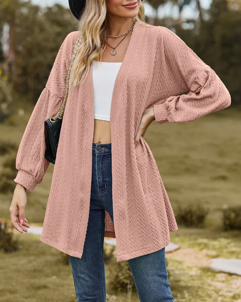 Solid Knit Soft Long Sleeve Open Front Lightweight Knit Cardigans