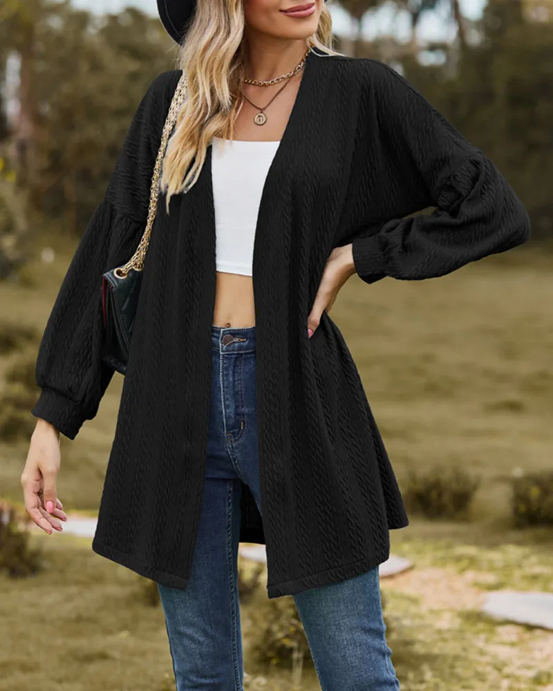 Solid Knit Soft Long Sleeve Open Front Lightweight Knit Cardigans