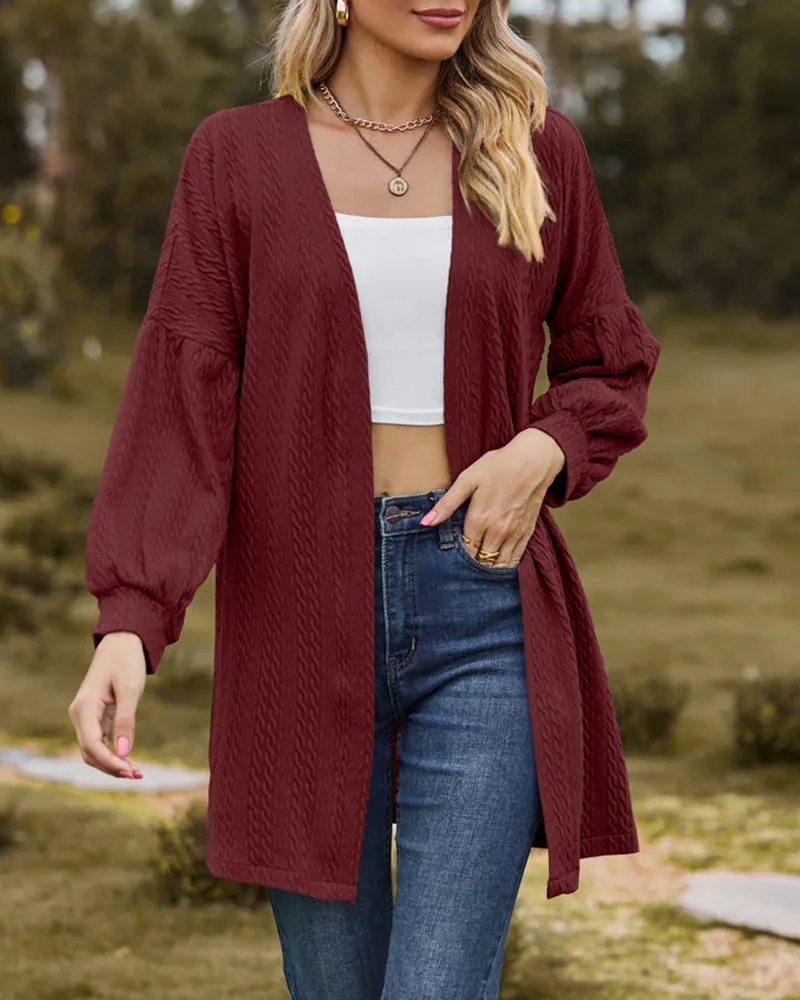 Solid Knit Soft Long Sleeve Open Front Lightweight Knit Cardigans