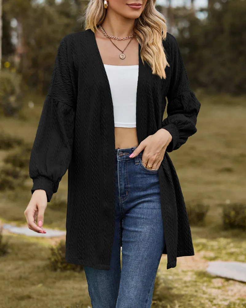Solid Knit Soft Long Sleeve Open Front Lightweight Knit Cardigans