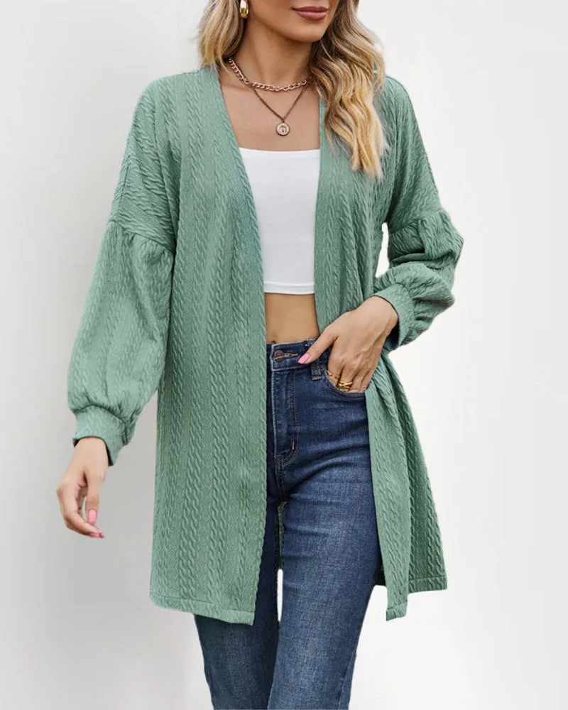 Solid Knit Soft Long Sleeve Open Front Lightweight Knit Cardigans