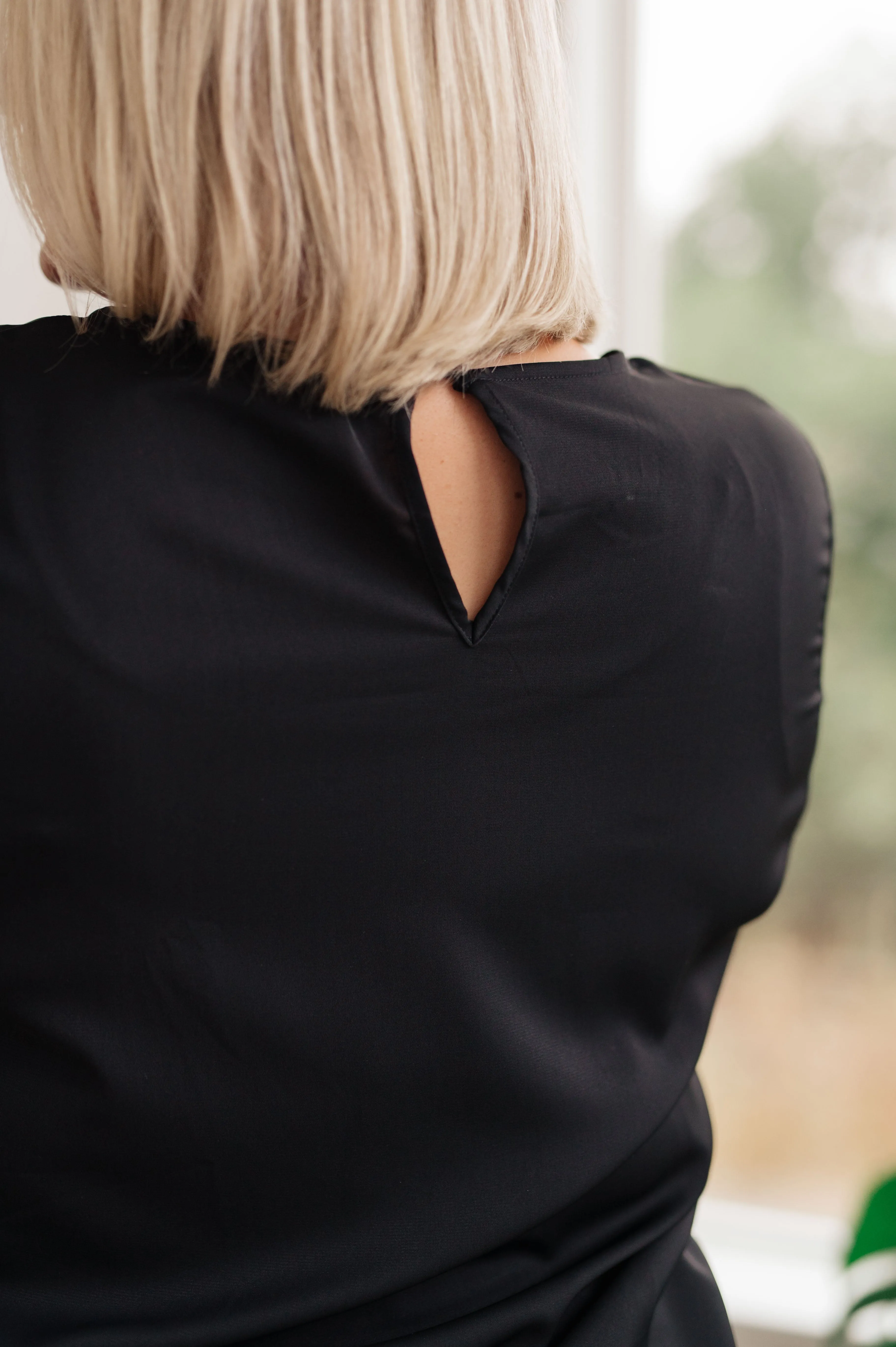 SP24- Peaceful Moments Smocked Sleeve Blouse in Black (Reg & Curvy)