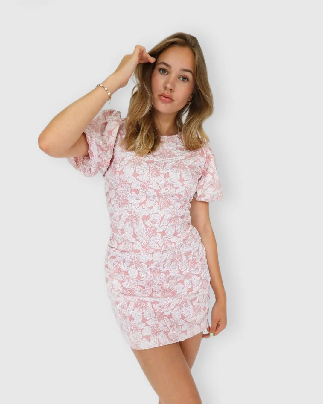 Structured Flower Dress Pink