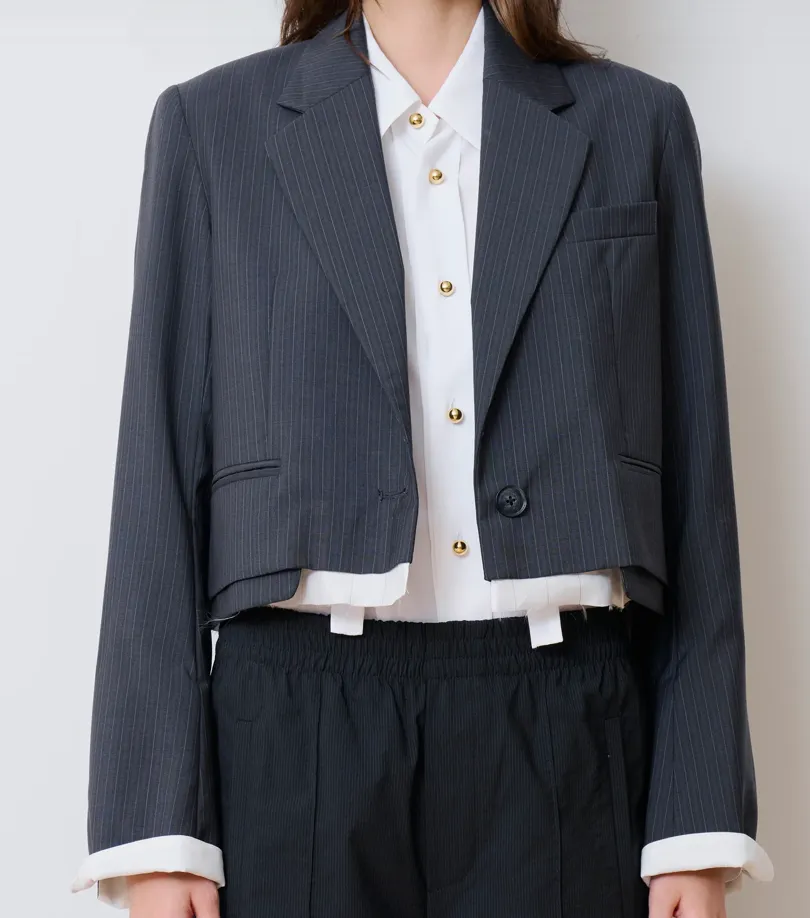 The Cocktail Blazer in Dark Grey Stripe