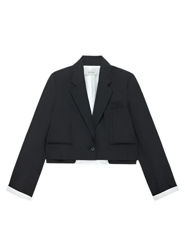 The Cocktail Blazer in Dark Grey Stripe