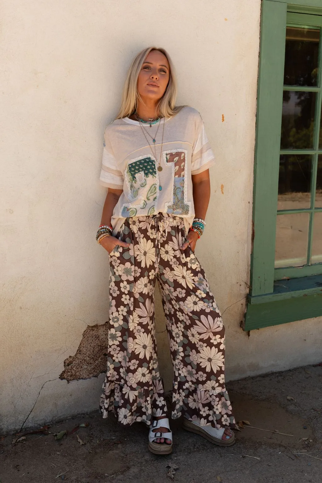 The Nest Happy Petal Wide Leg Pants - Chocolate