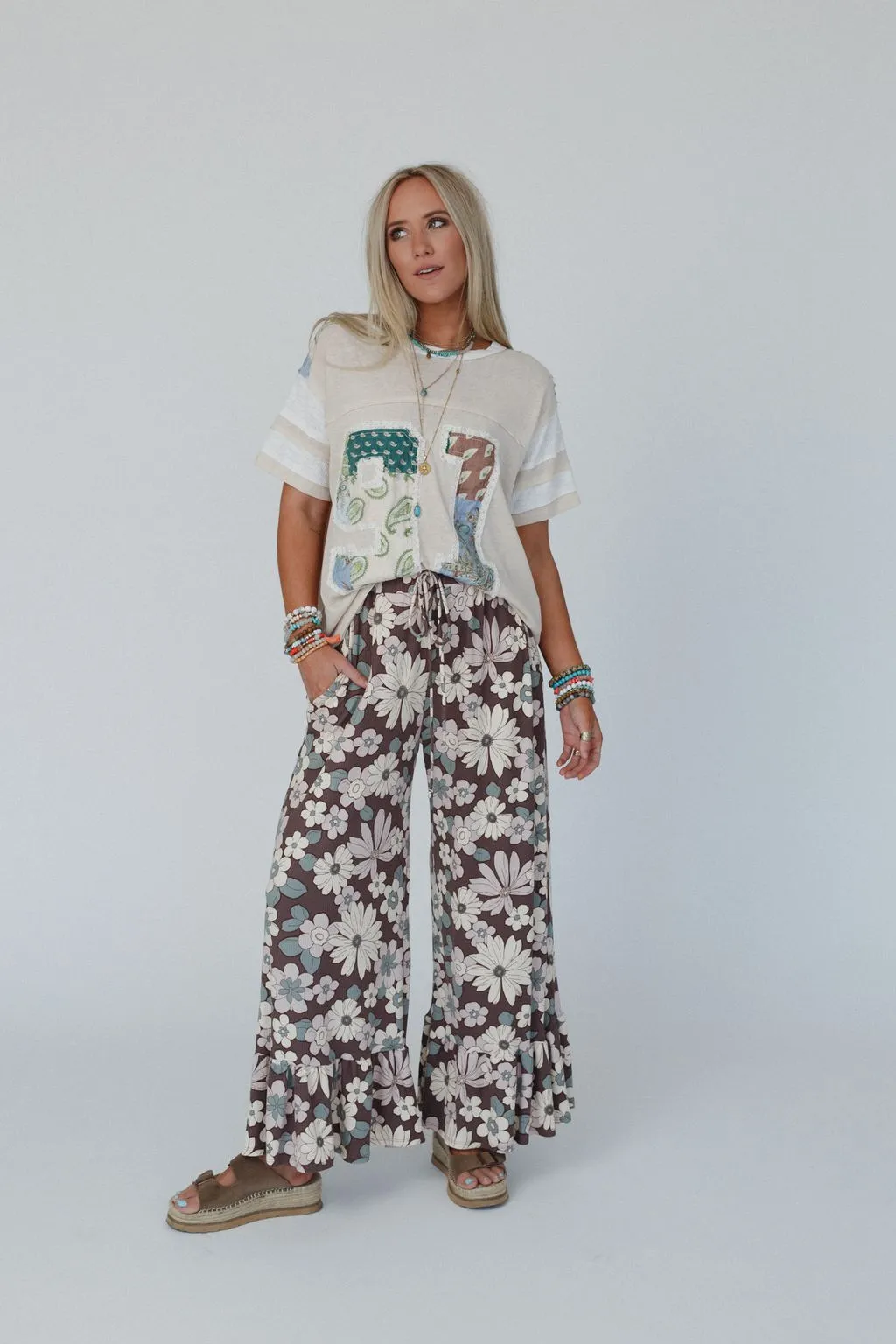 The Nest Happy Petal Wide Leg Pants - Chocolate