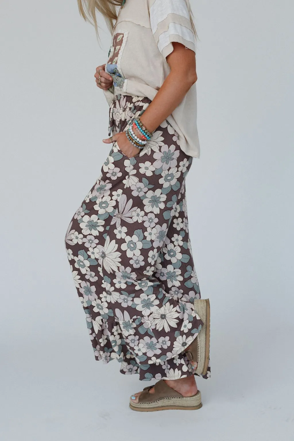 The Nest Happy Petal Wide Leg Pants - Chocolate
