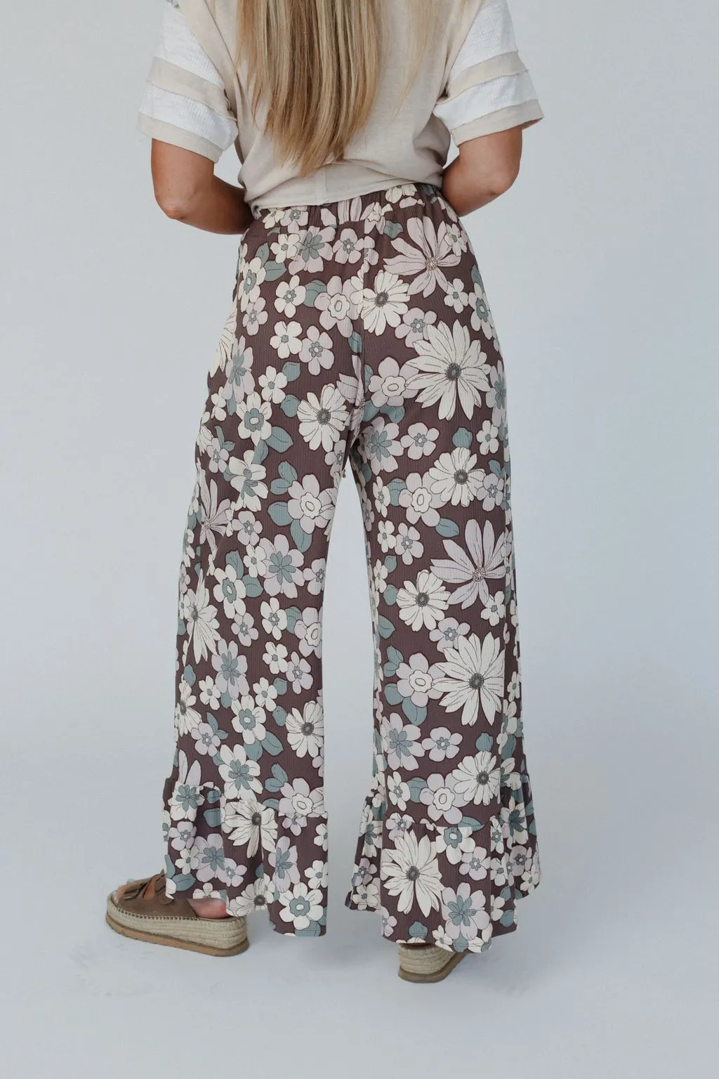 The Nest Happy Petal Wide Leg Pants - Chocolate