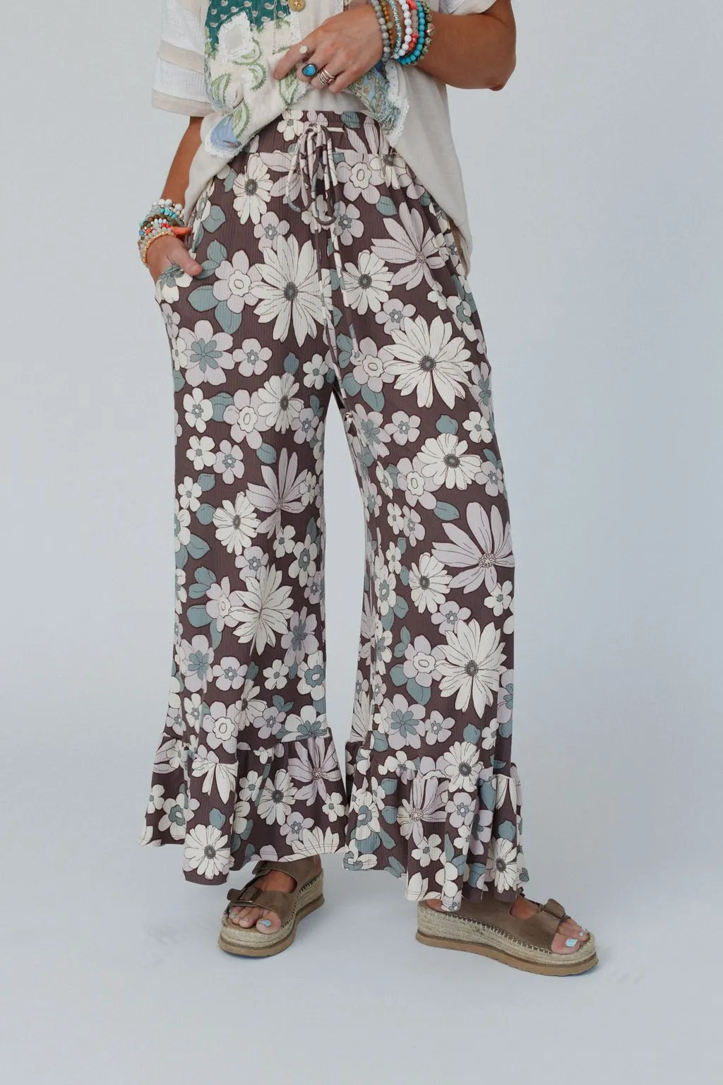 The Nest Happy Petal Wide Leg Pants - Chocolate