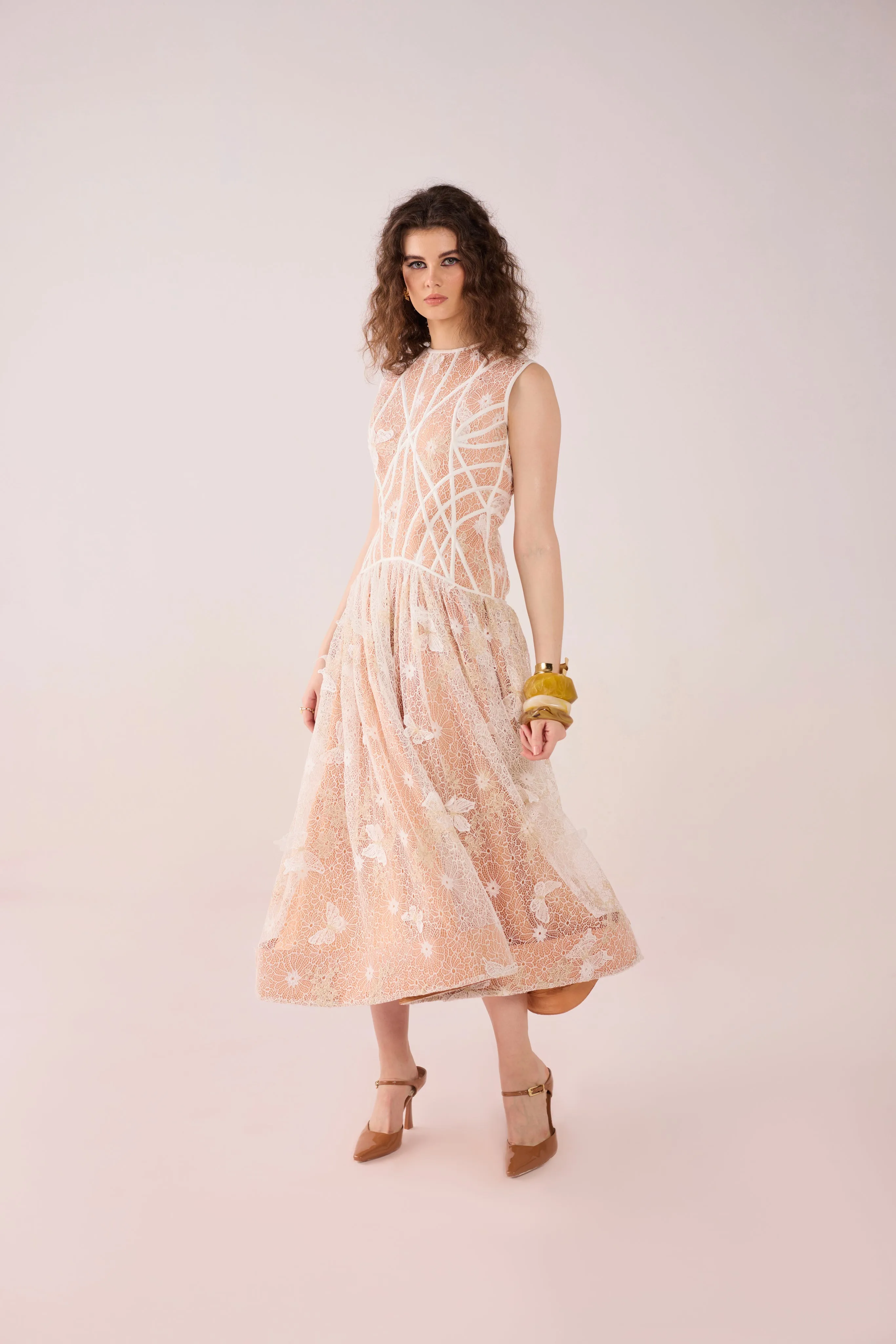 Vanna Structured Lace Midi