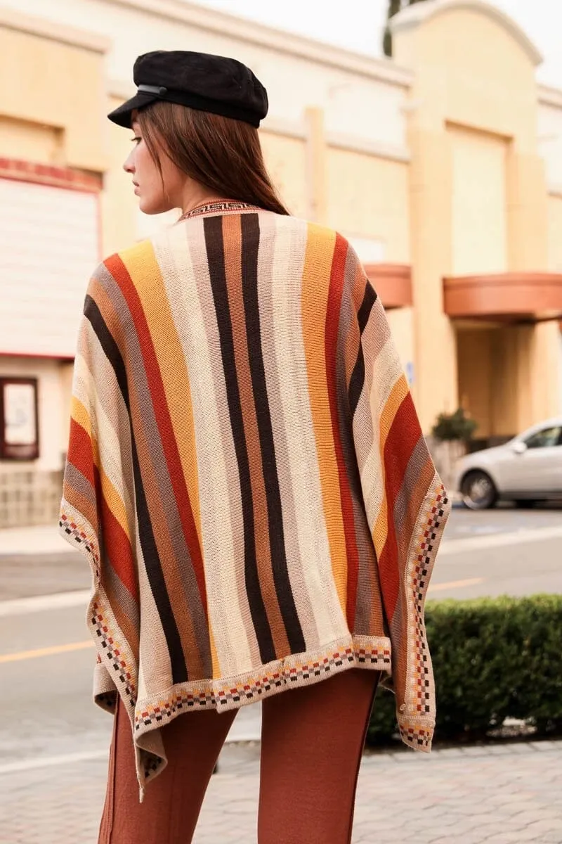Vertical Stripe Multipattern Ruana