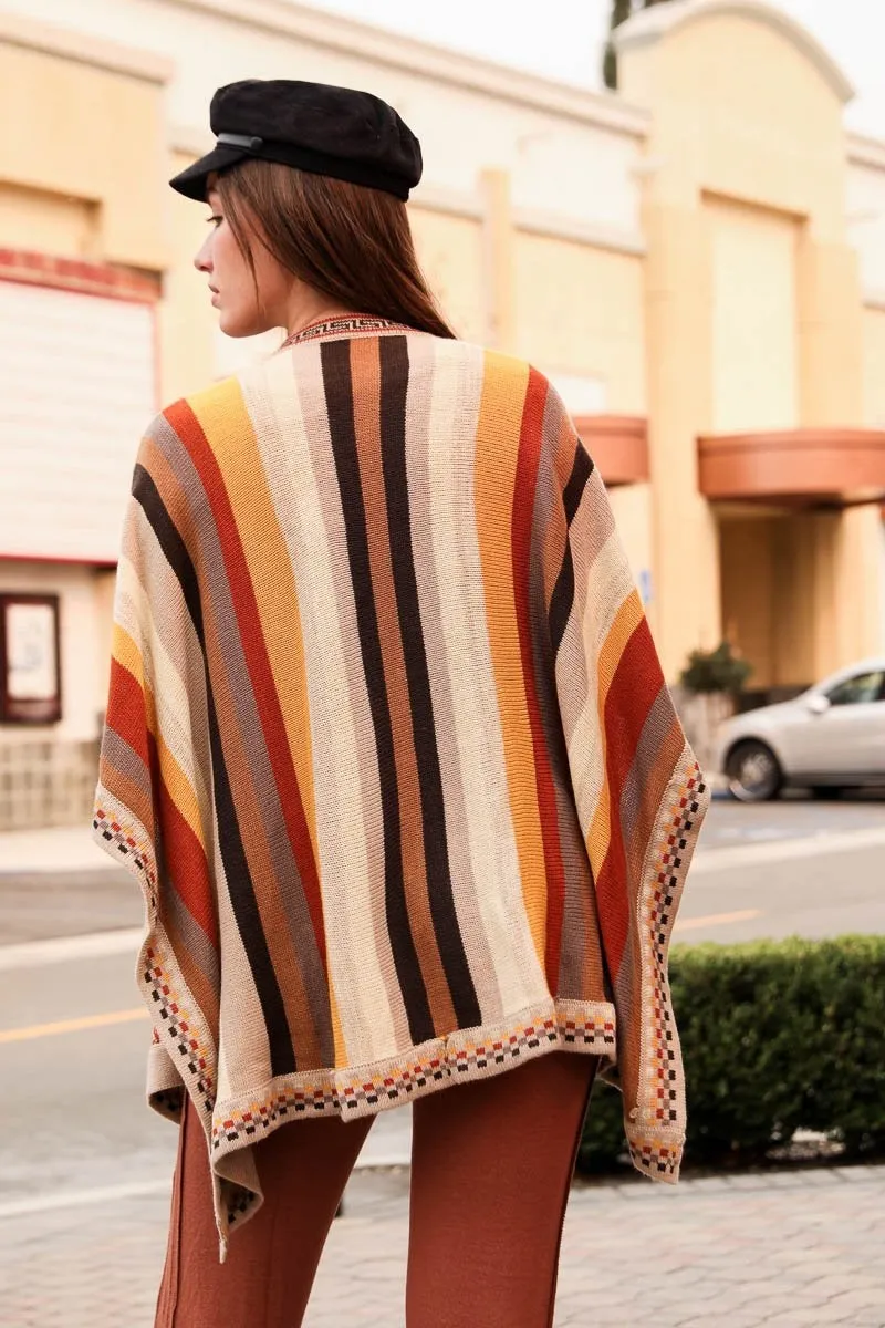 Vertical Stripe Multipattern Ruana