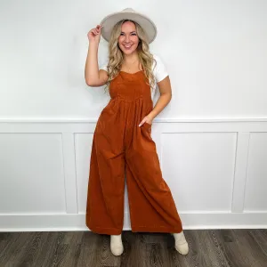 We Have to Go Corduroy Orange Avery Mae Overalls