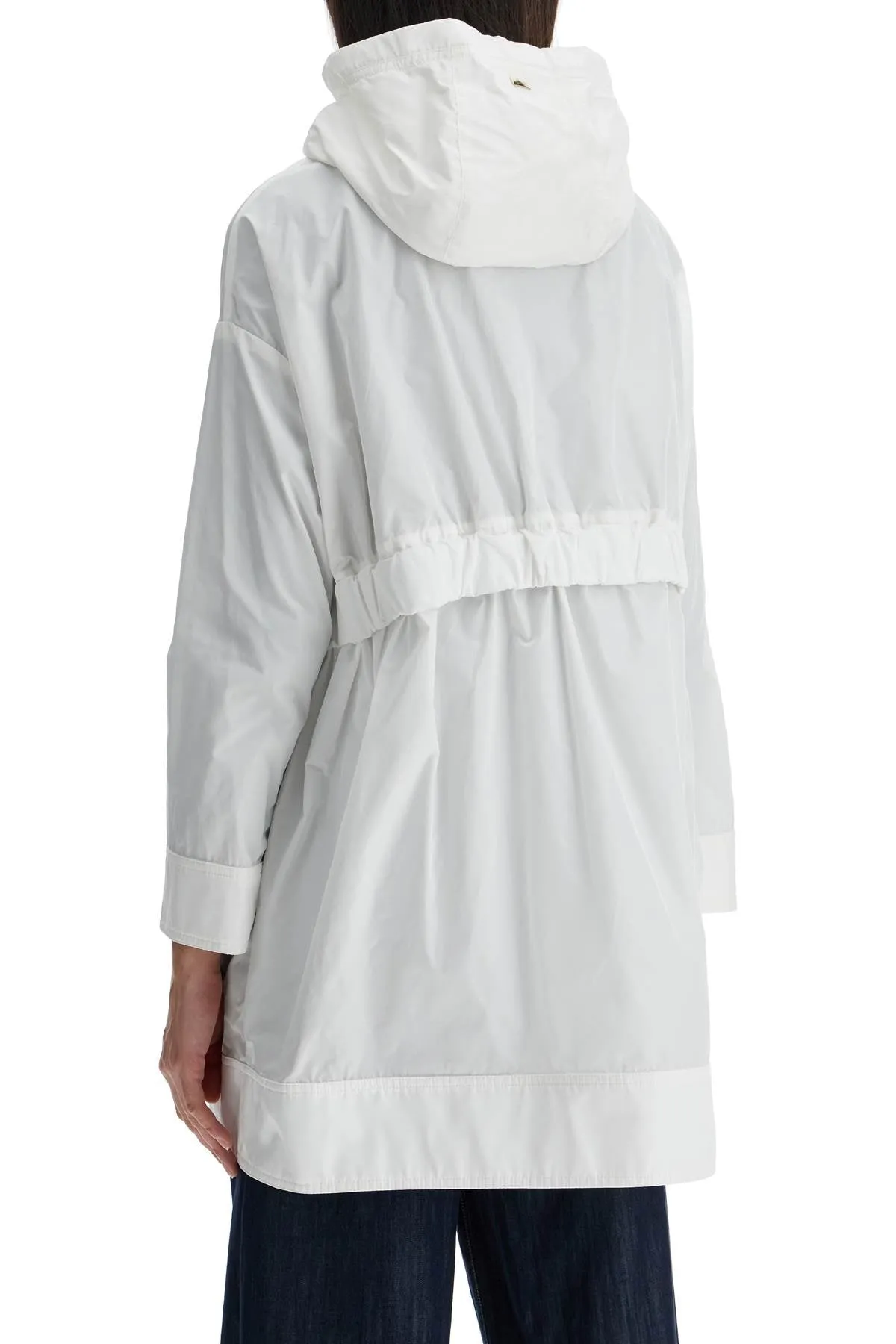 white waterproof 3/4 sleeve parka techn taffeta