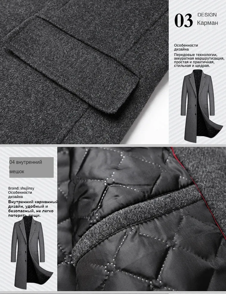 Wollanteil 30 %, neuer Wollmantel im Herbst und Winter, Herrenbekleidung, Mantel Herren, Wintermantel Herren, Mäntel für Herren, Herren Wintermantel