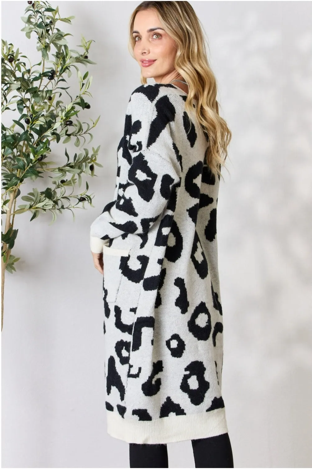 Women BiBi Leopard Open Front Cardigan