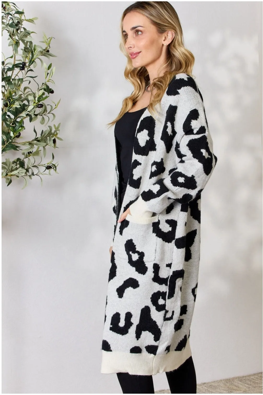 Women BiBi Leopard Open Front Cardigan