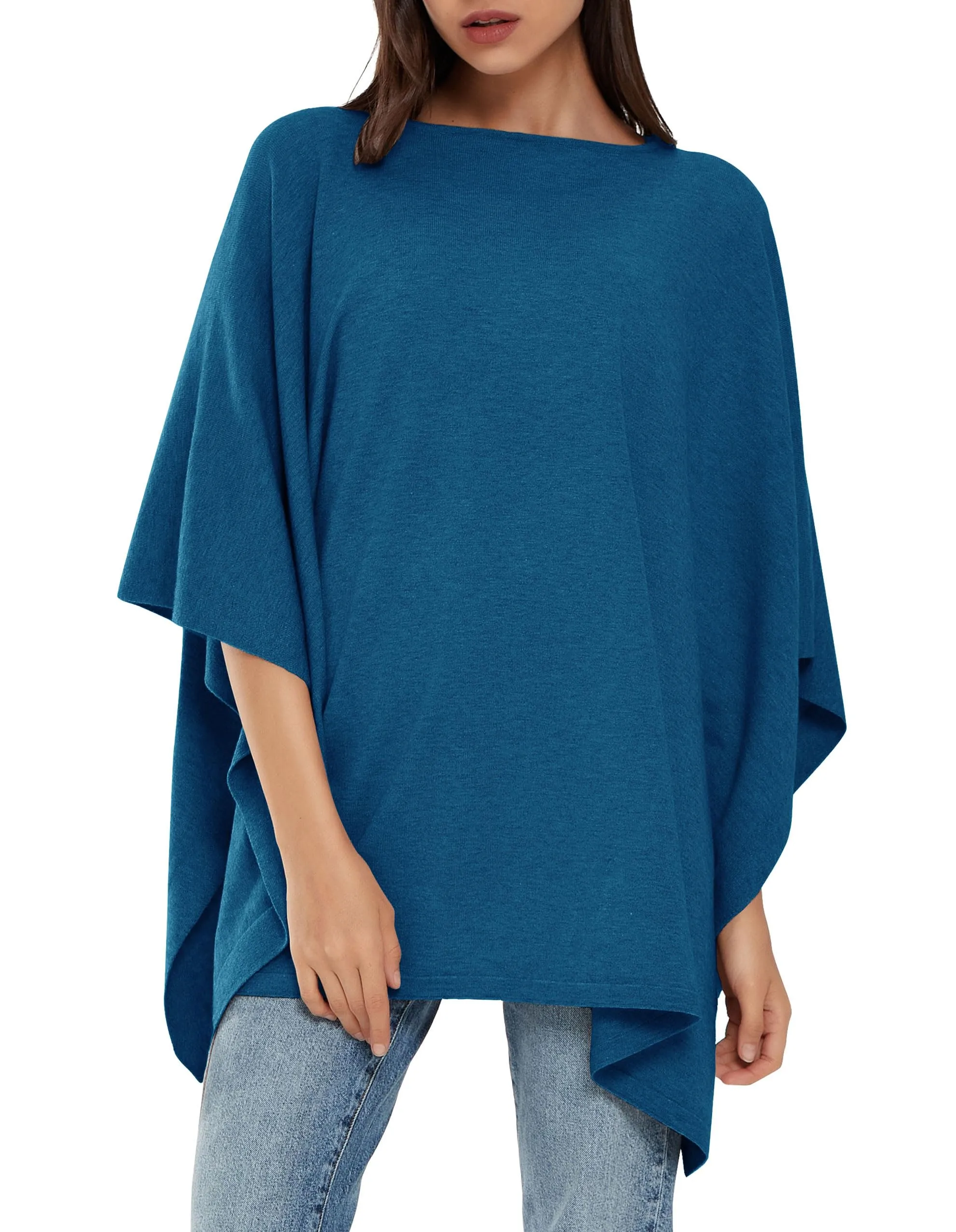 Womens Pullover Poncho Sweater Ponchos Cashmere Feel Shawl Loose Fitting Ponchos Wraps Baggy Tops for Fall