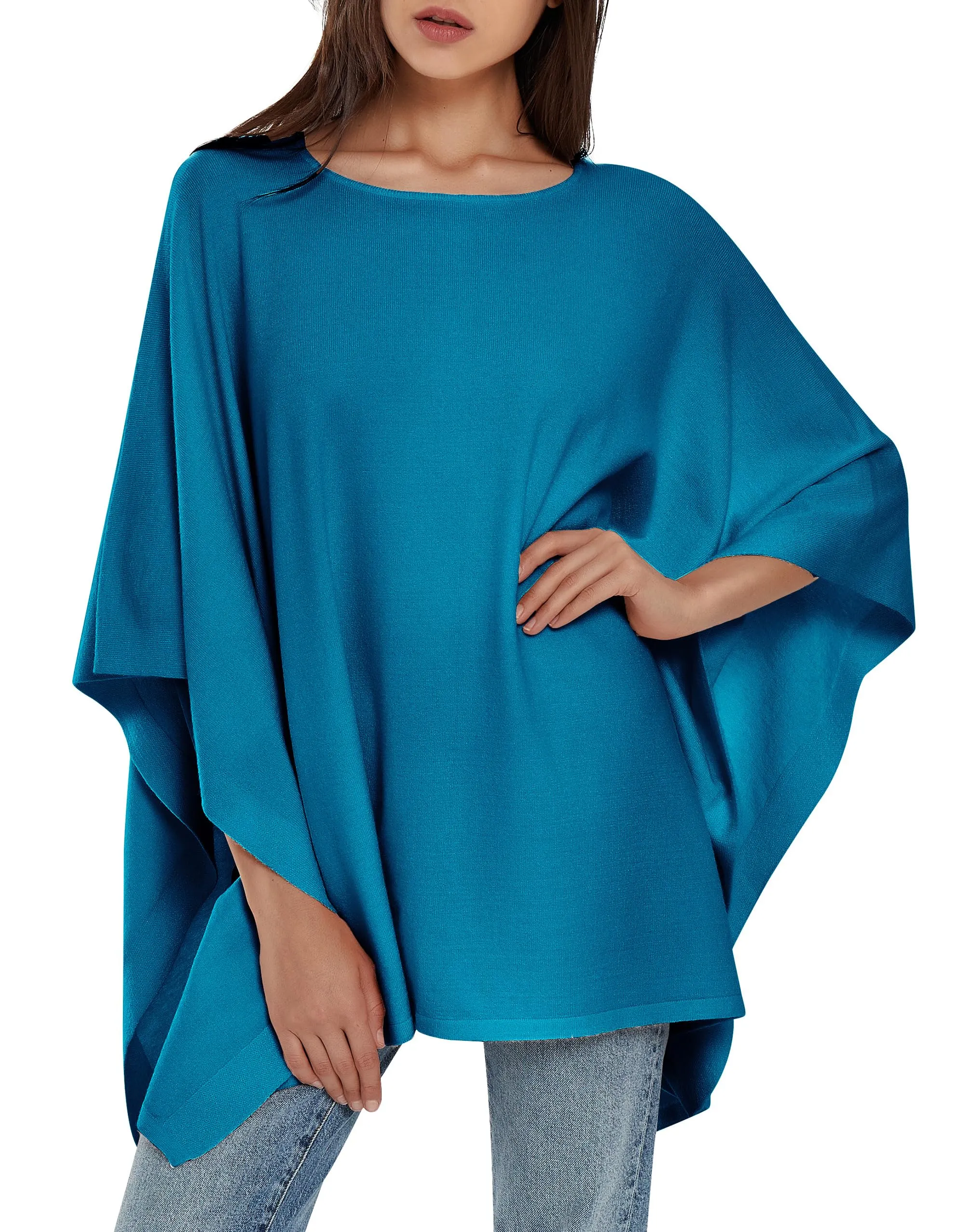 Womens Pullover Poncho Sweater Ponchos Cashmere Feel Shawl Loose Fitting Ponchos Wraps Baggy Tops for Fall