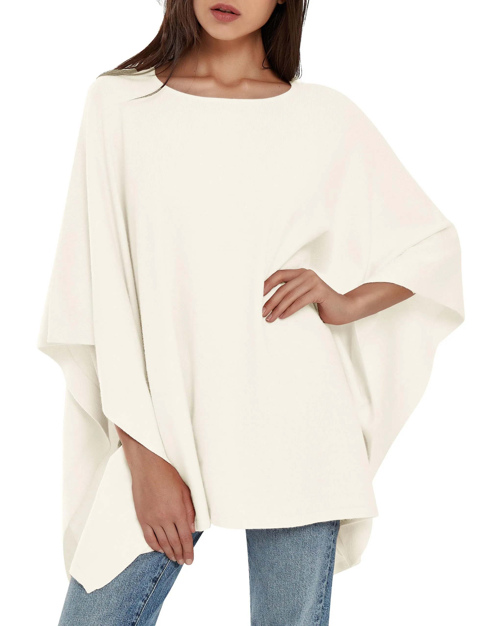 Womens Pullover Poncho Sweater Ponchos Cashmere Feel Shawl Loose Fitting Ponchos Wraps Baggy Tops for Fall