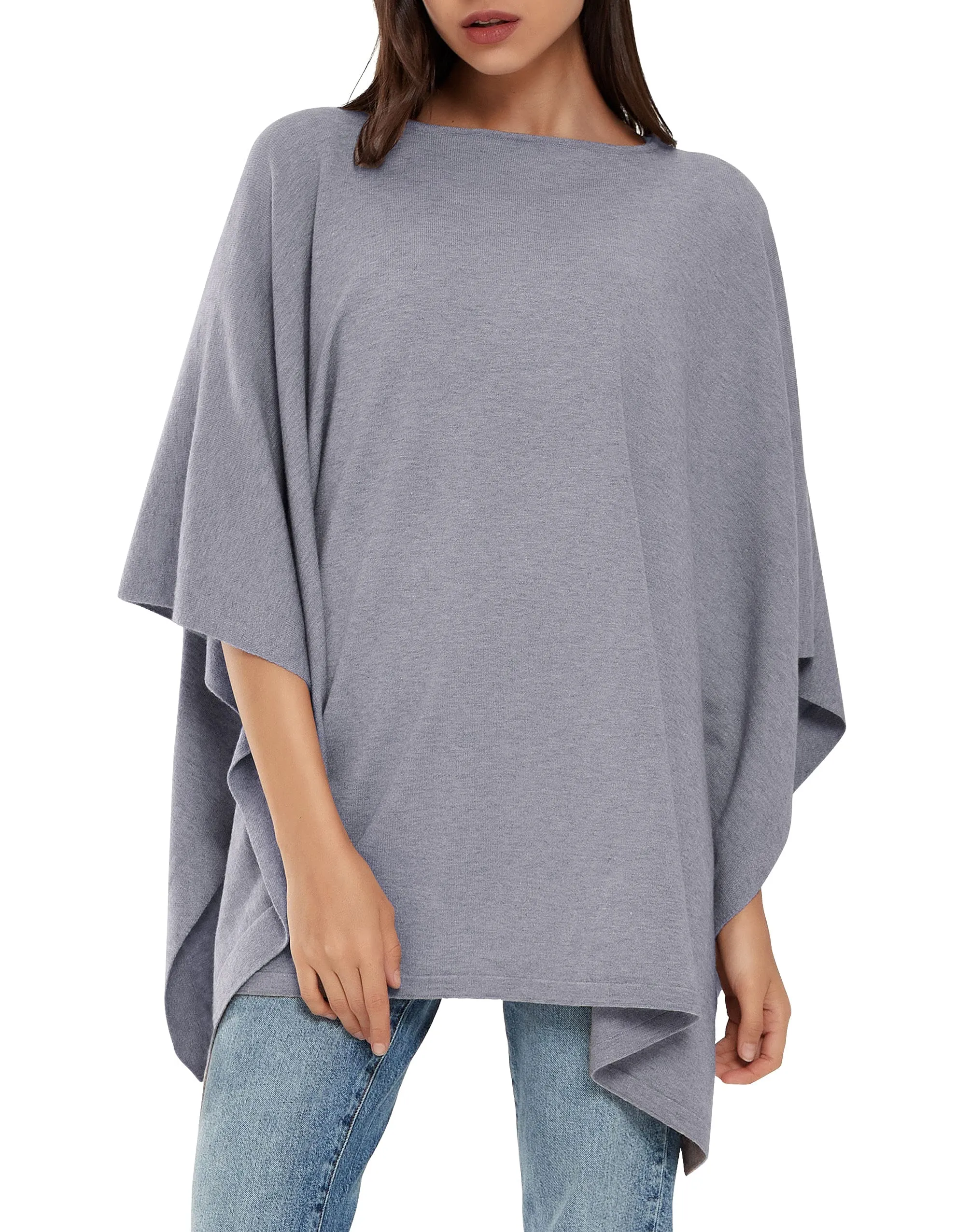 Womens Pullover Poncho Sweater Ponchos Cashmere Feel Shawl Loose Fitting Ponchos Wraps Baggy Tops for Fall