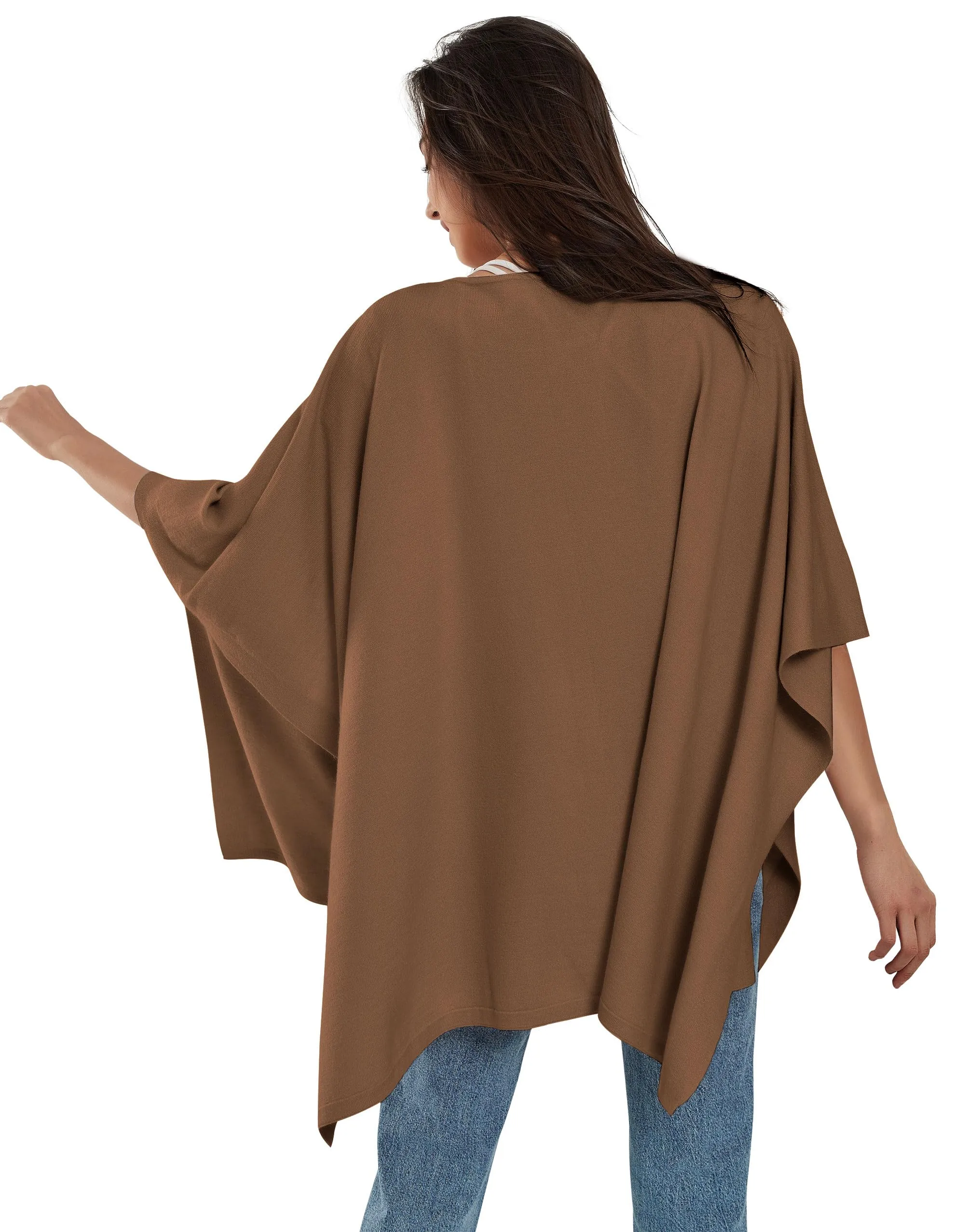 Womens Pullover Poncho Sweater Ponchos Cashmere Feel Shawl Loose Fitting Ponchos Wraps Baggy Tops for Fall