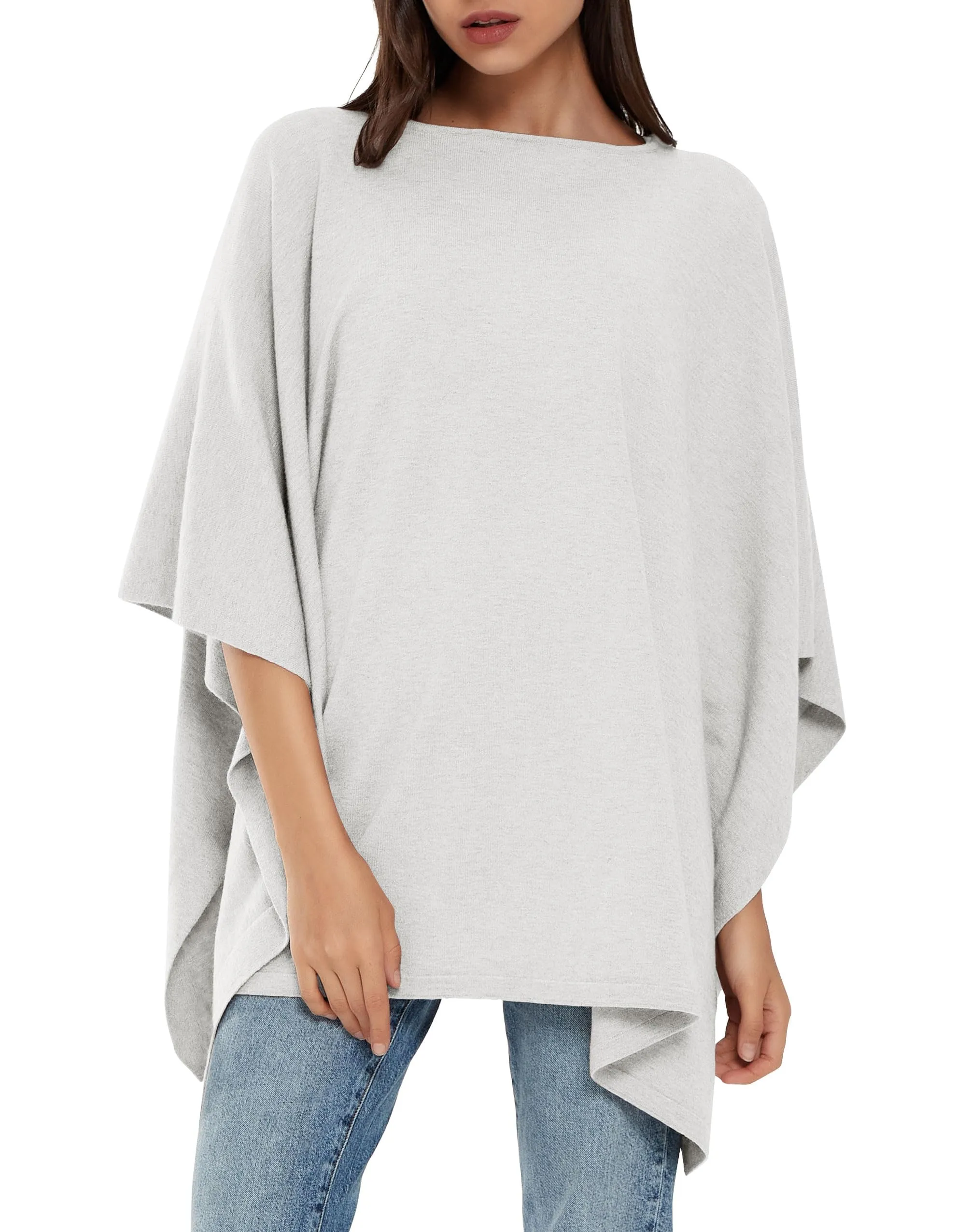Womens Pullover Poncho Sweater Ponchos Cashmere Feel Shawl Loose Fitting Ponchos Wraps Baggy Tops for Fall