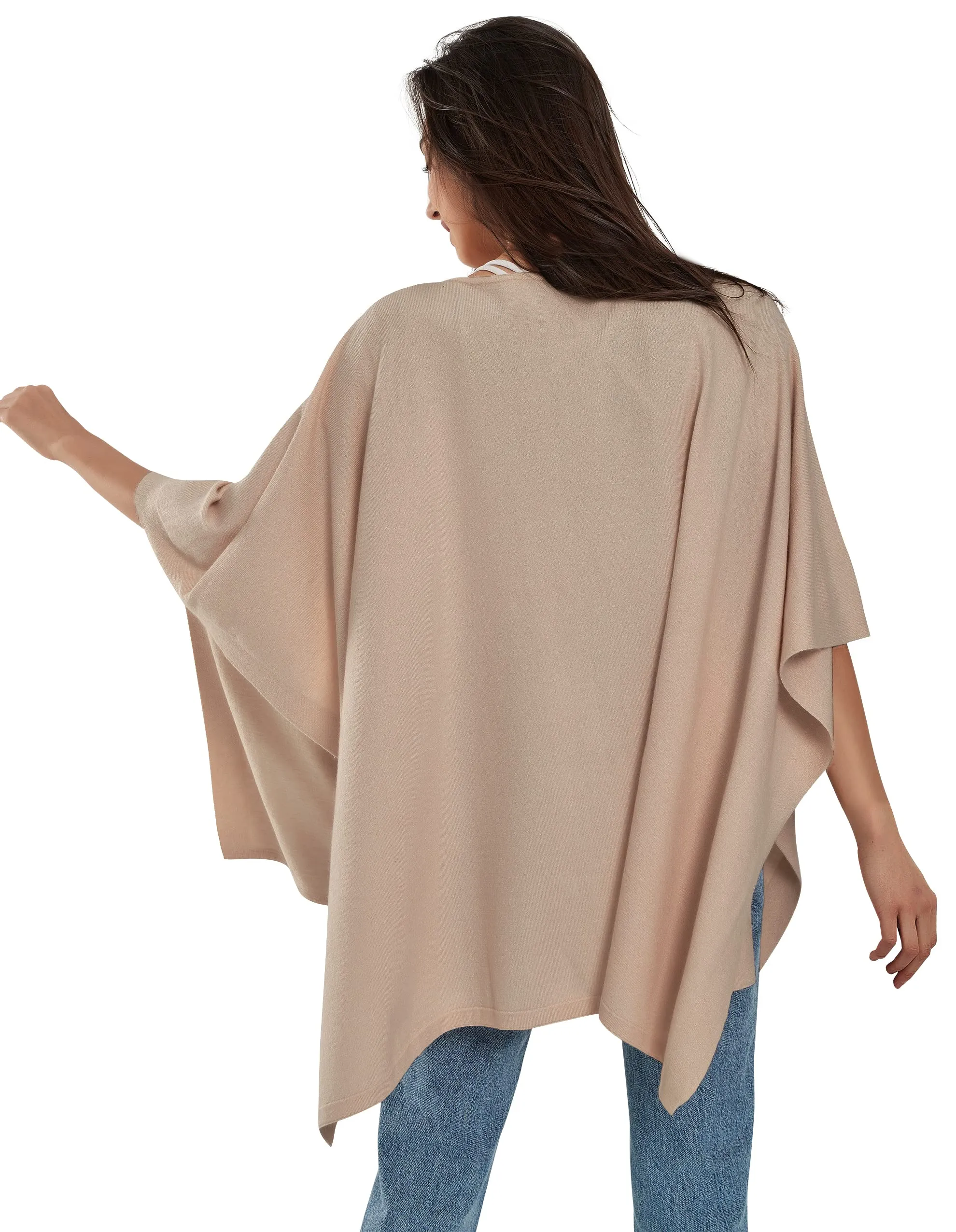 Womens Pullover Poncho Sweater Ponchos Cashmere Feel Shawl Loose Fitting Ponchos Wraps Baggy Tops for Fall