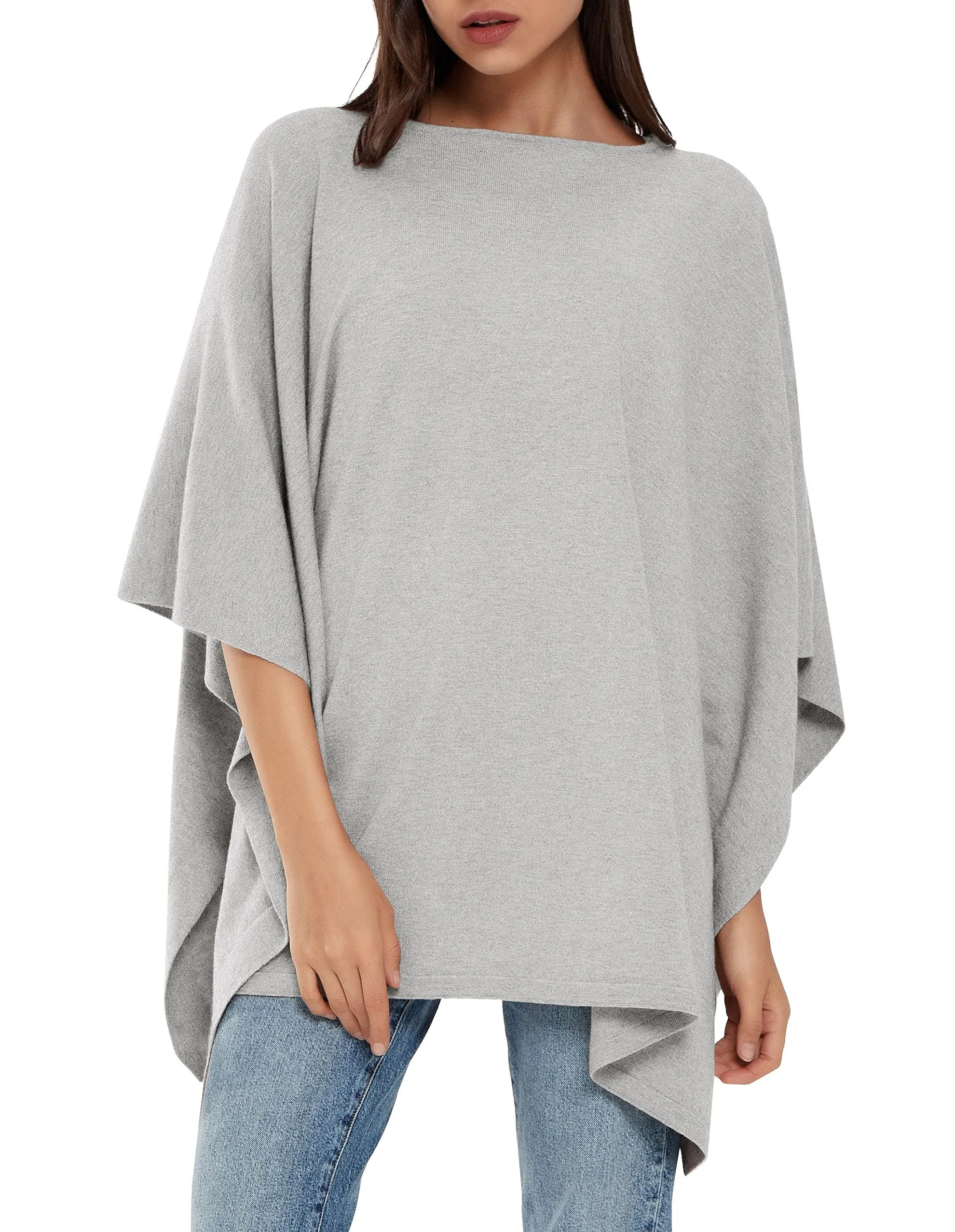 Womens Pullover Poncho Sweater Ponchos Cashmere Feel Shawl Loose Fitting Ponchos Wraps Baggy Tops for Fall
