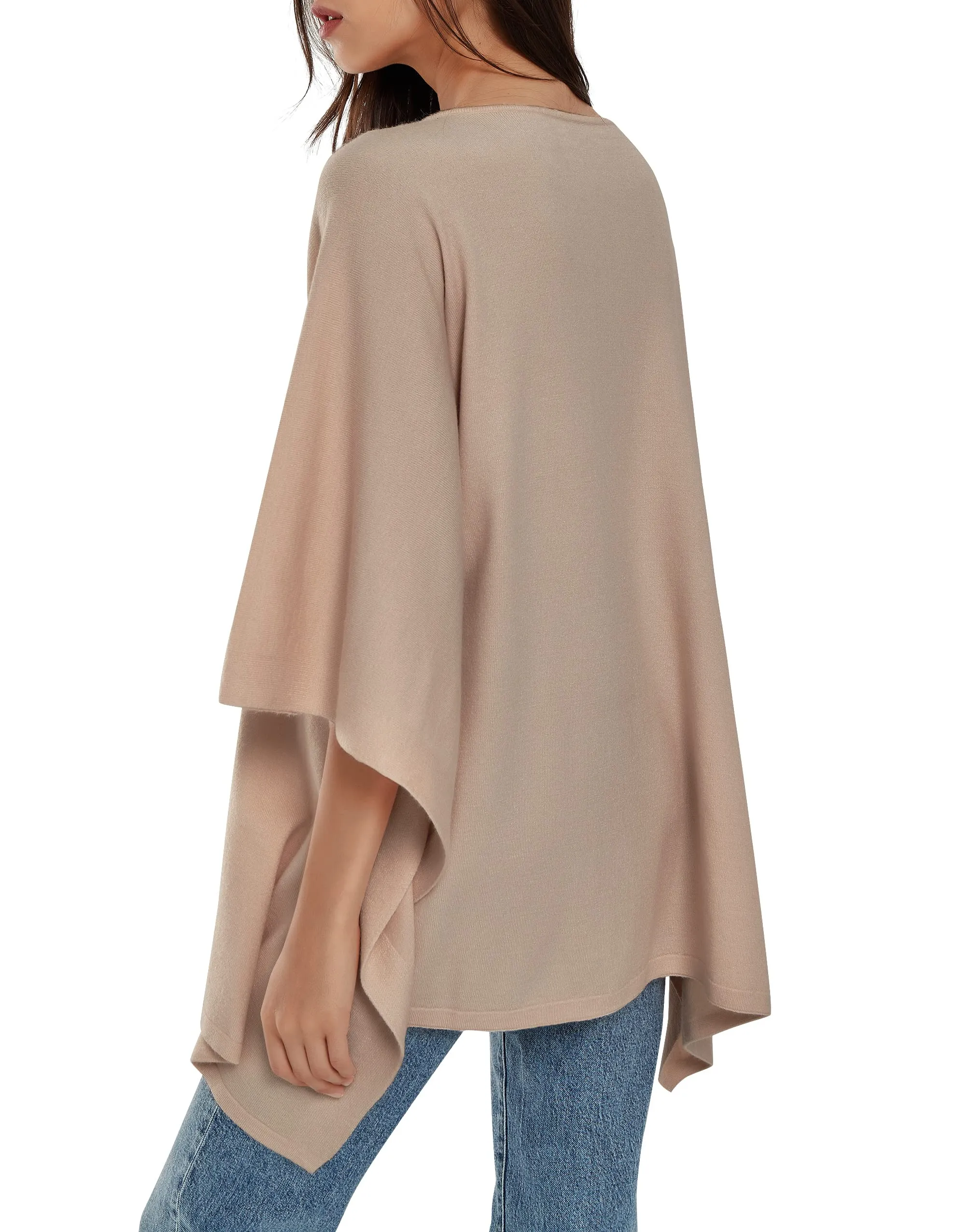 Womens Pullover Poncho Sweater Ponchos Cashmere Feel Shawl Loose Fitting Ponchos Wraps Baggy Tops for Fall