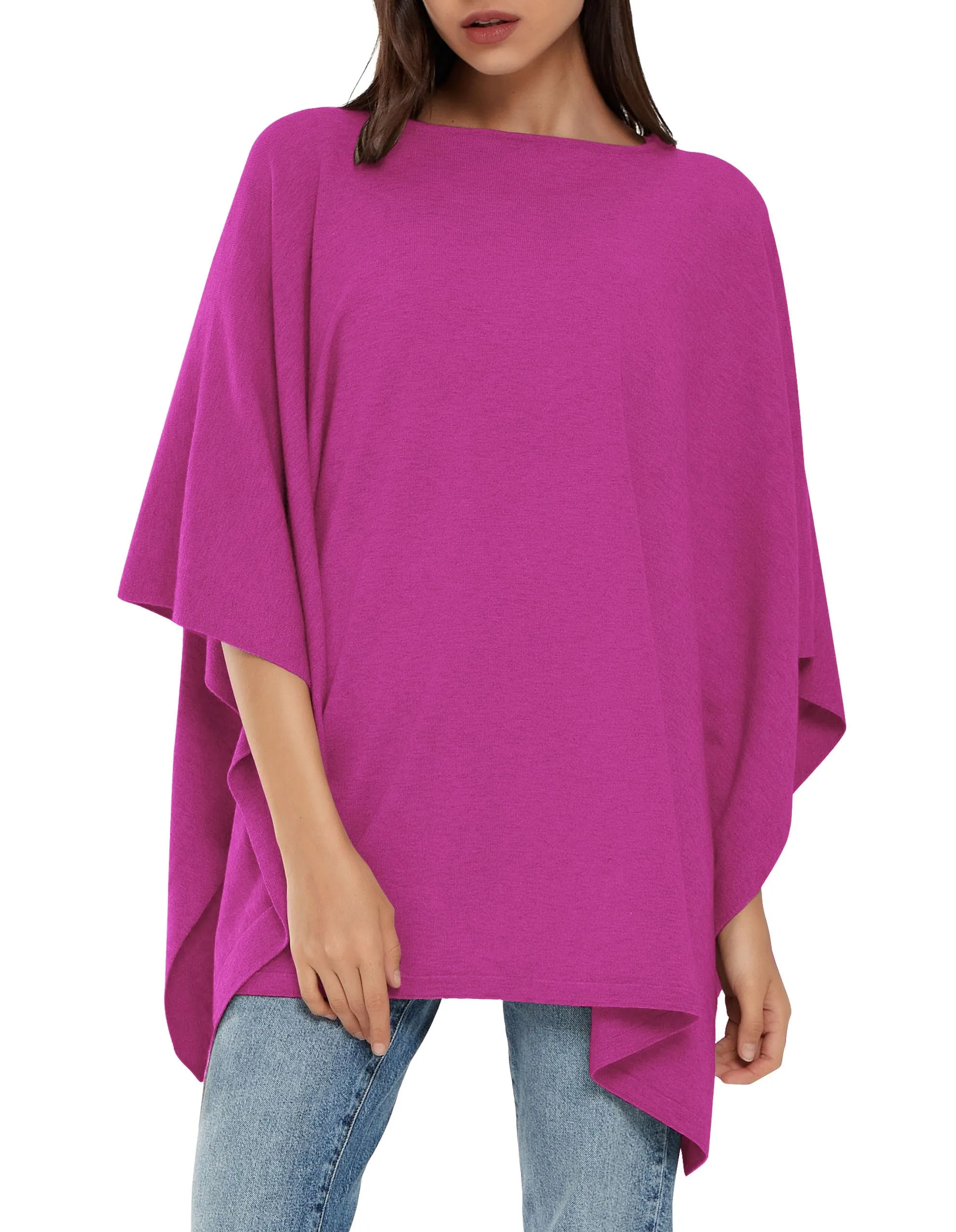 Womens Pullover Poncho Sweater Ponchos Cashmere Feel Shawl Loose Fitting Ponchos Wraps Baggy Tops for Fall