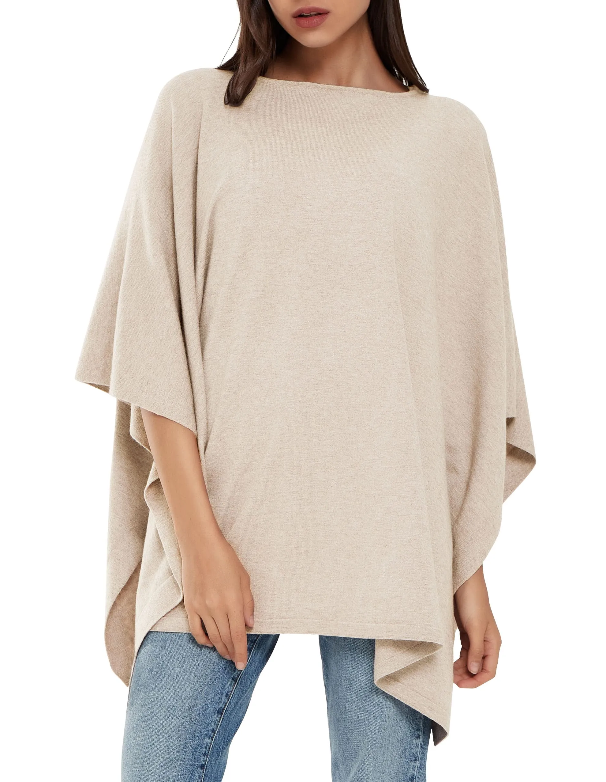 Womens Pullover Poncho Sweater Ponchos Cashmere Feel Shawl Loose Fitting Ponchos Wraps Baggy Tops for Fall