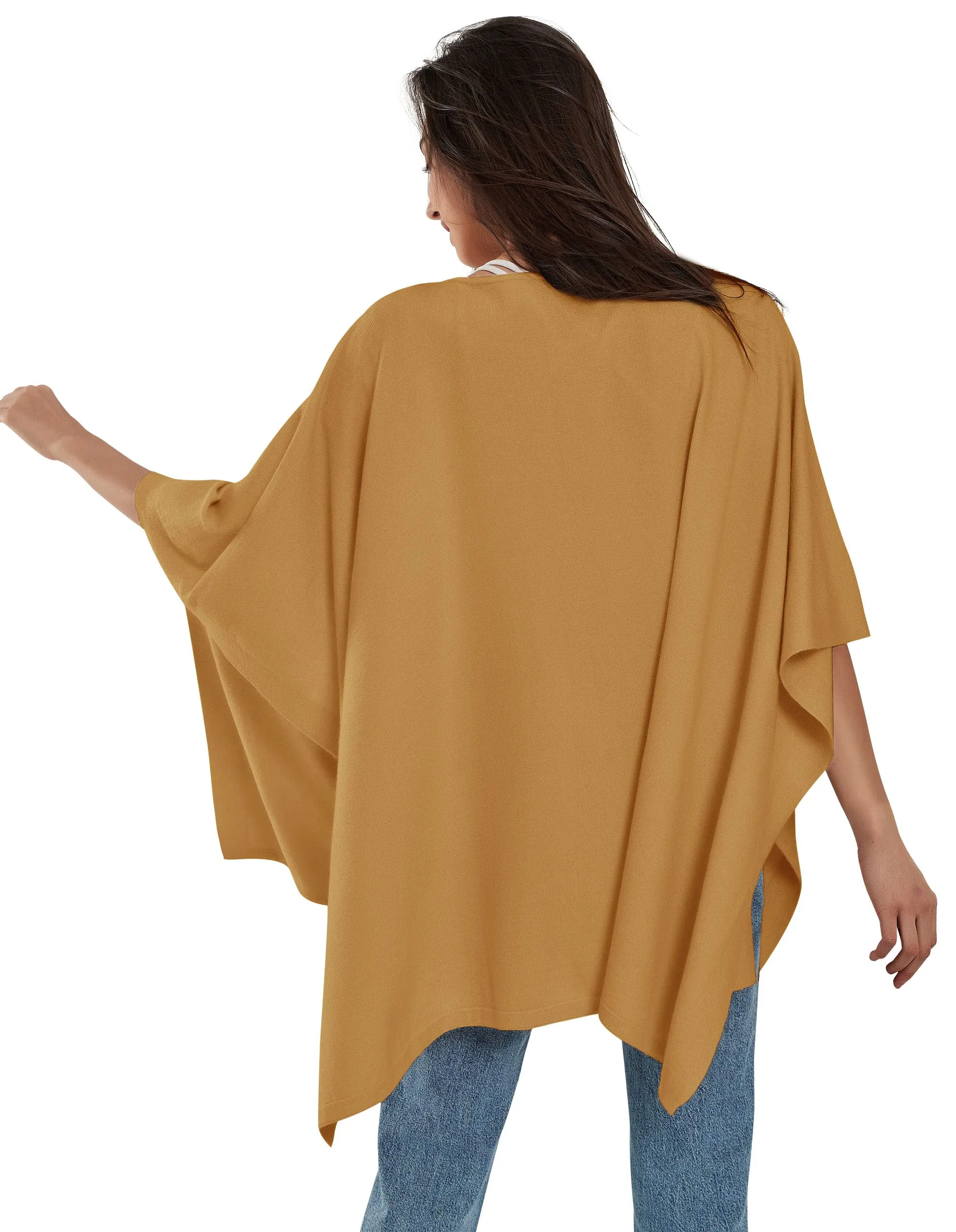 Womens Pullover Poncho Sweater Ponchos Cashmere Feel Shawl Loose Fitting Ponchos Wraps Baggy Tops for Fall